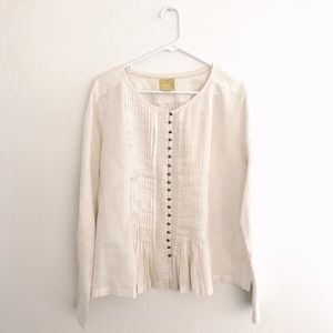 Anthropologie Maeve Button-Up Pleated Tunic Top